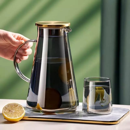 Carafe en verre de 2L avec couvercle en borosilicate